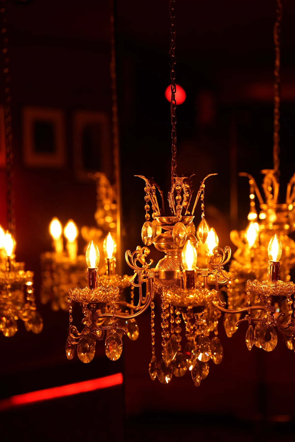 Live performance beneath chandeliers at The Club Agadir