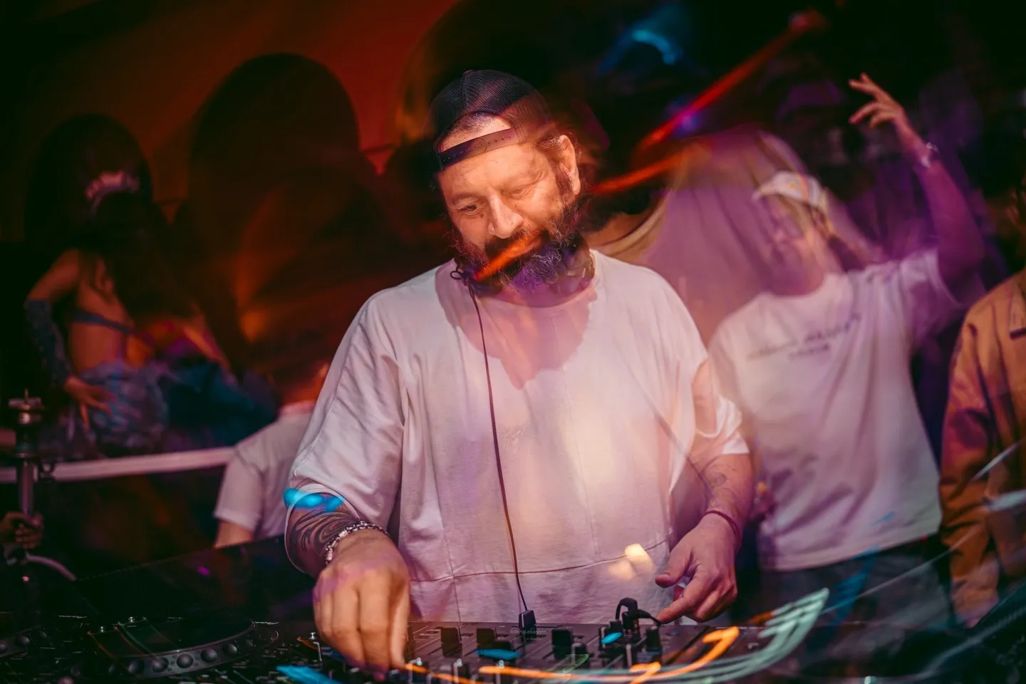 A DJ mid-set at The Club Agadir
